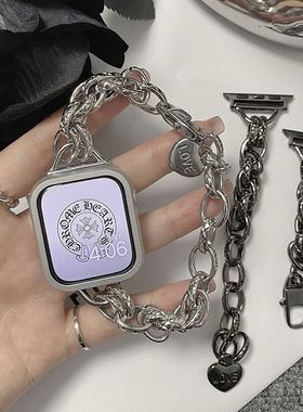 金属爱心手链式表带适用Applewatch苹果手表带456S7S8女ins风新款