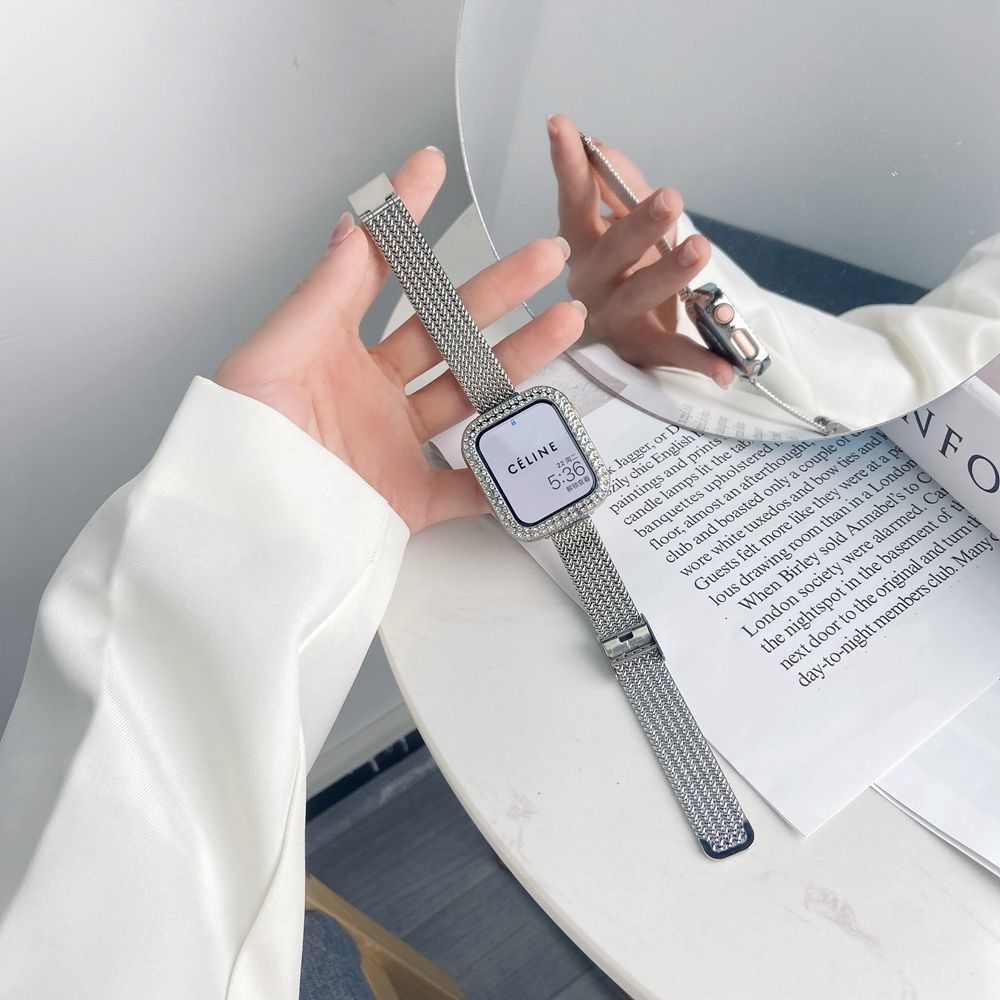适用Apple watch7表带苹果手表8代iwatch654321se金属表带链式细