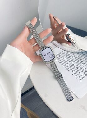 适用Apple watch7表带苹果手表8代iwatch654321se金属表带链式细