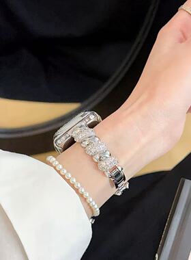 GetyrBD菱格旋涡锆石表带AppleWatch金属适用苹果表带8910新