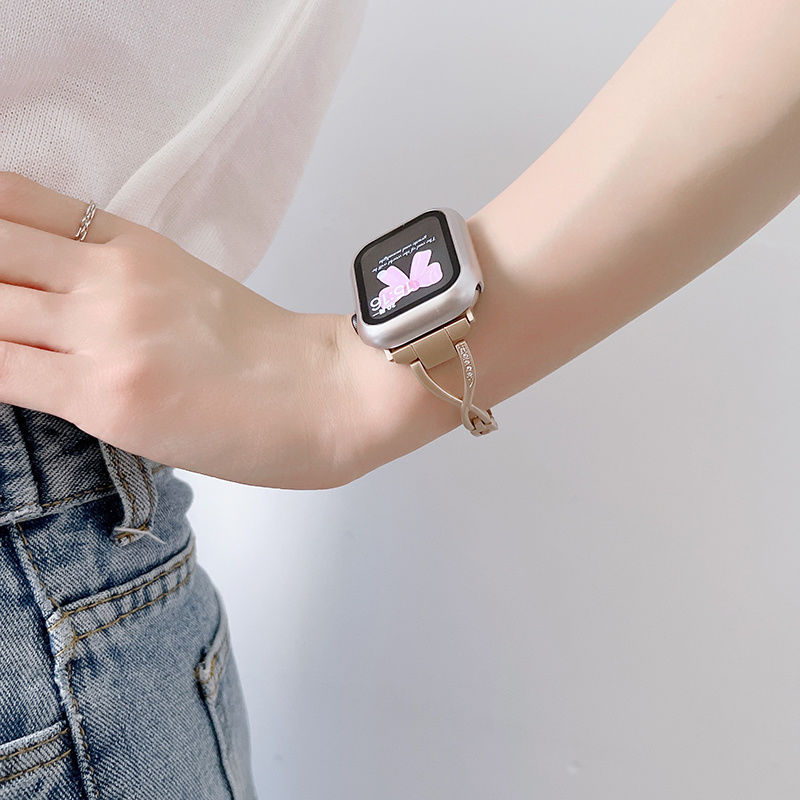 2764适用Apple苹果iwatchS98Ultra7代654321手表带小香风细款金属