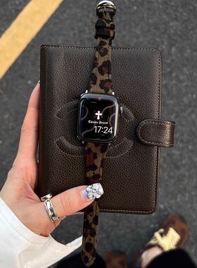 小蛮腰豹纹丝绒表带适用applewatch567seS7S8S9S10iwatch羊皮亲肤