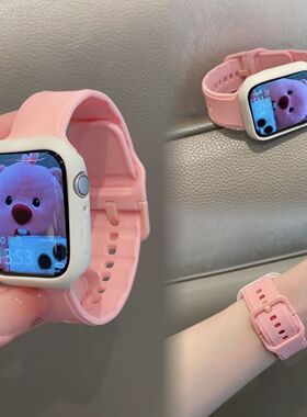 适用于S7applewatch表带硅胶压印流线华强北新款654se女款保护壳