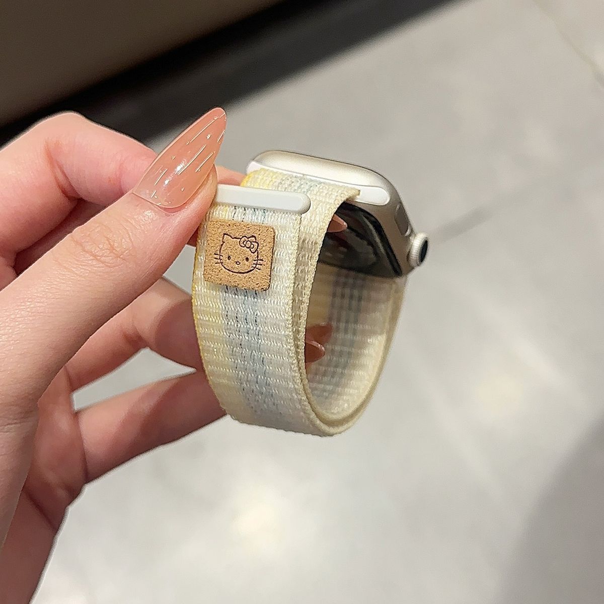 凯蒂猫魔术贴oppowatch3/2/X/3pro/4pro手表表带尼龙编织男女适用