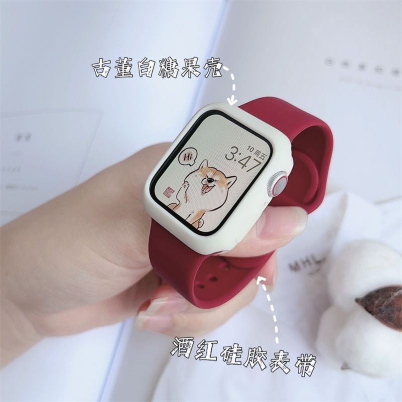 新款华强北s8手表带applewatch7硅胶带S7顶配女腕带苹果iwatch876