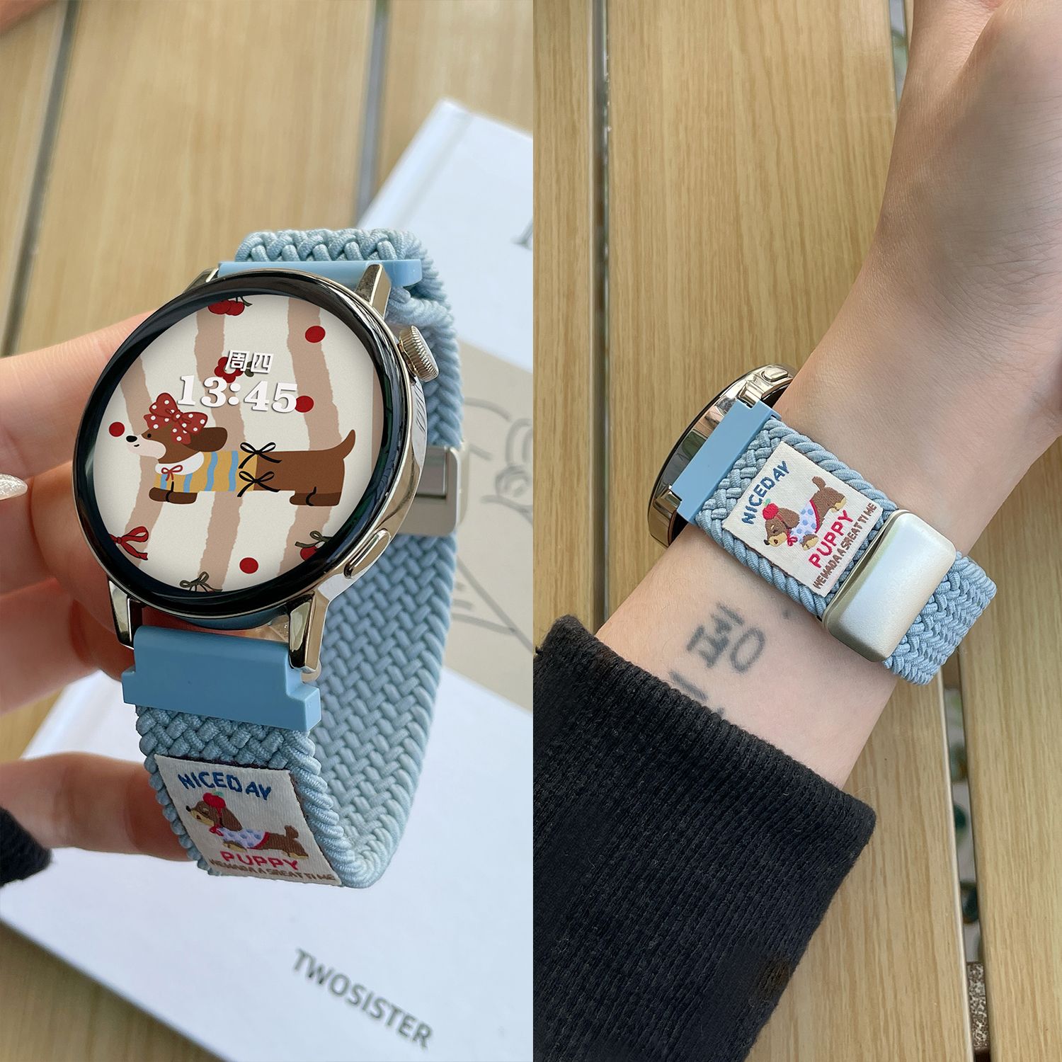 腊肠小狗GT5华为GT4手表表带磁吸GT3pro编织尼龙watch4适用于41mm