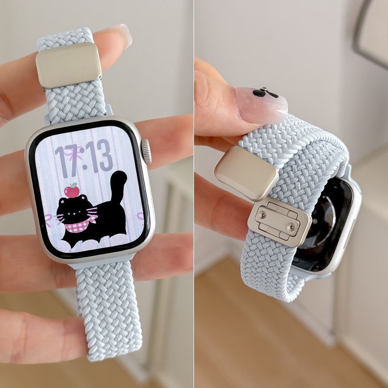 适用iwatch10表带S9苹果手表夏天新款S8尼龙编织磁吸高级可爱透气