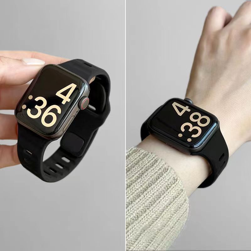 1664荧光绿表带适用苹果手表带S9硅胶运动iwatch8765se2代ultra华