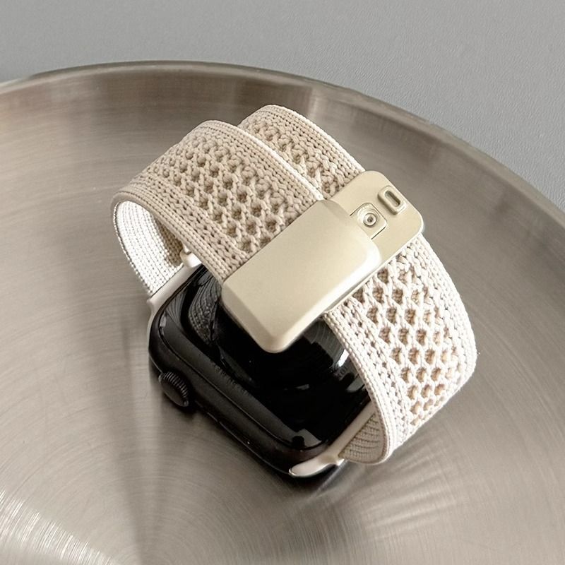 适用AppleWatch针织S10表带苹果手表iwatchs11尼龙磁吸扣透气s9