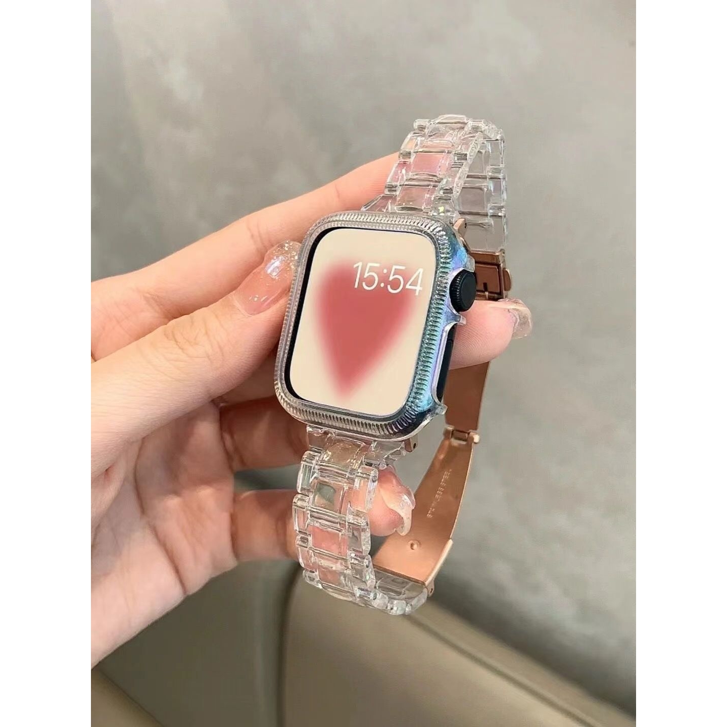 IAMYEE小蛮腰镭射冰块亚克力适用苹果123456SE/S7/S8代iwatch表带