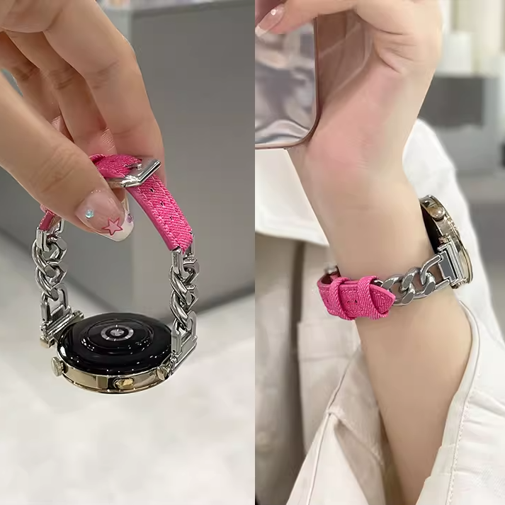 适用华为gt4手表表带gt3pro新款watch4pro牛仔拼不锈钢GT2pro女士