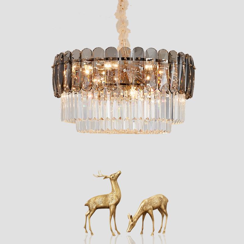 后现代轻奢客厅餐厅圆形k9水晶吊灯创意时尚样板房网红灯具包安装