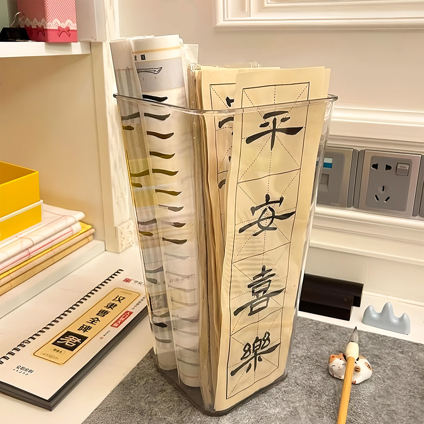 书法字画宣纸毛笔收纳筒图片