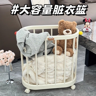 家用脏衣篮防水浴室瑜伽垫健身器材收纳筐大容量窄缝脏衣篓带轮子