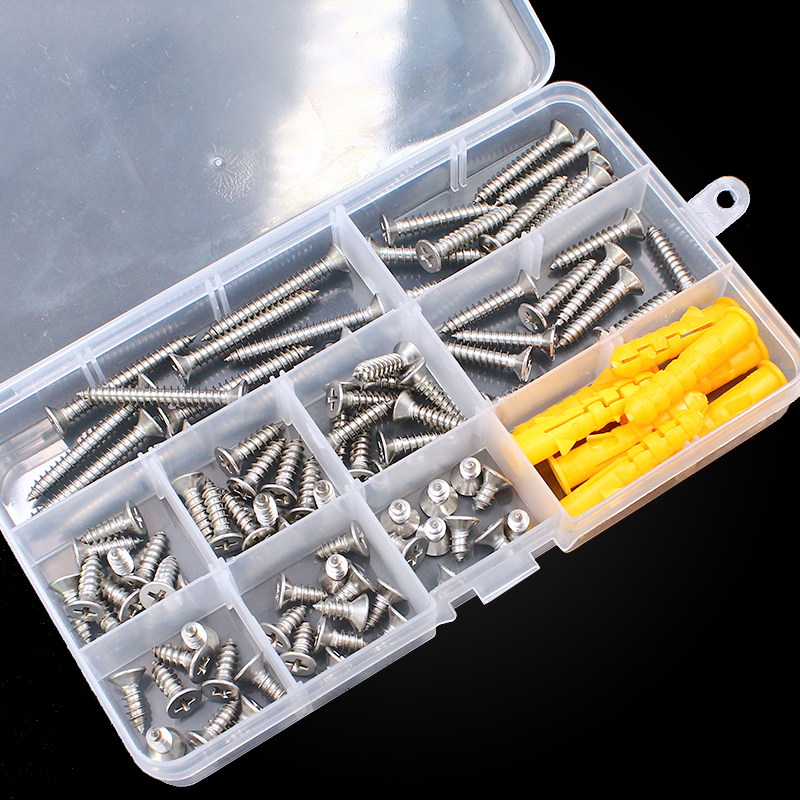 304不锈钢自攻螺丝套装大全十字平头圆头大扁头木螺丝钉m3m4m5
