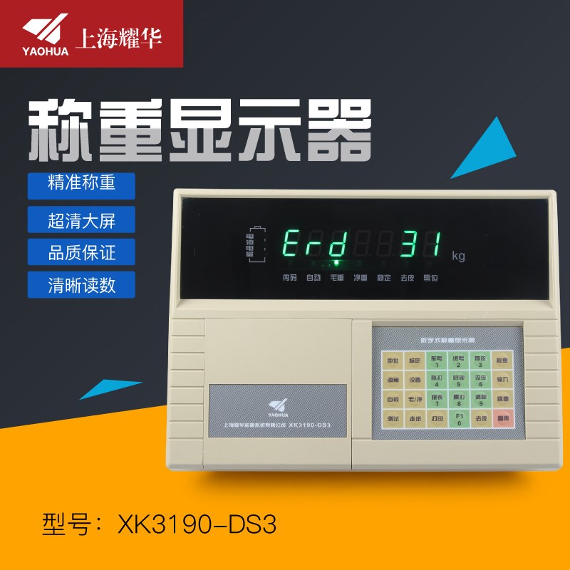 上海耀华XK3190-DS3称重显示器汽车衡大地磅数字仪表打印磅头秤头