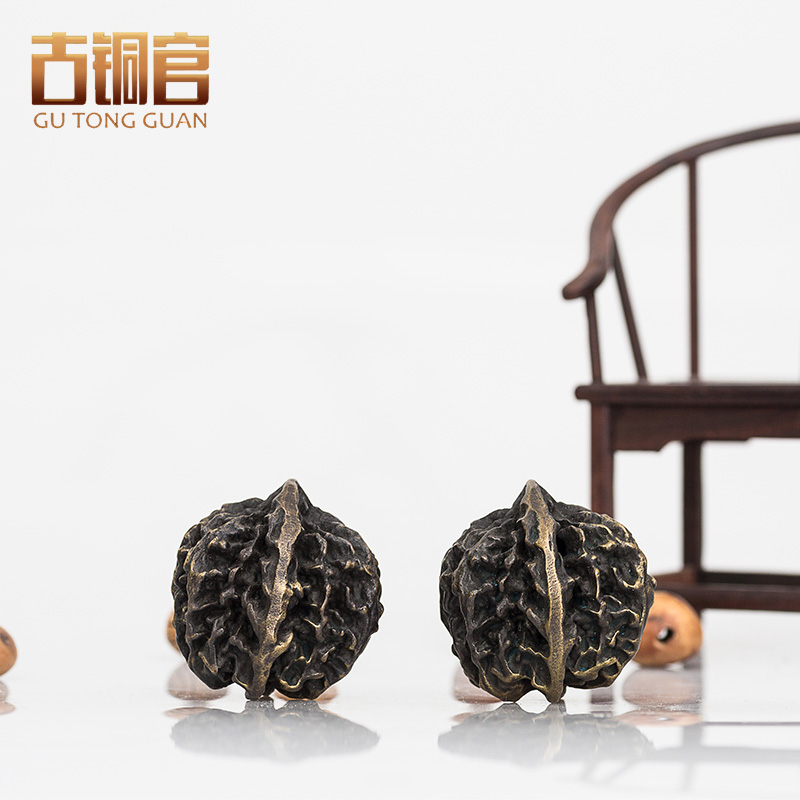 古铜官文玩手盘核桃健身山老狮子头男士把玩精品官帽虎头手把件