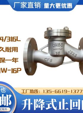 304不锈钢升降式止回阀H41W水平卧式单向逆止阀法兰连接DN4080100