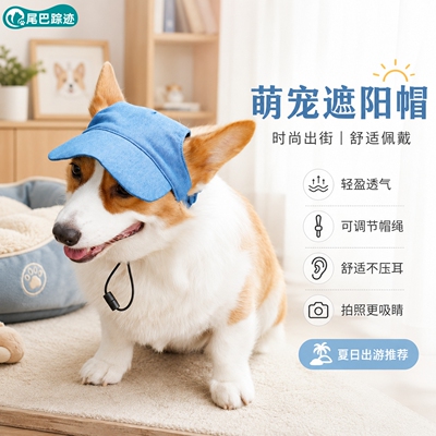 尾巴踪迹狗狗夏季防晒遮阳棒球帽