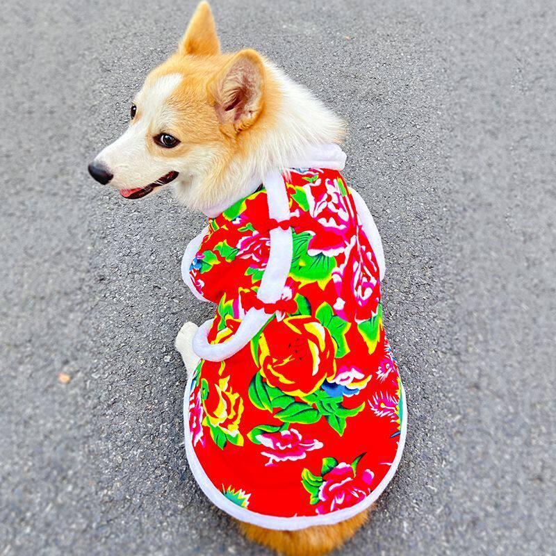 宠物柯基柴犬泰迪狗狗衣服冬季保暖棉衣加厚加绒马甲东北大花棉袄