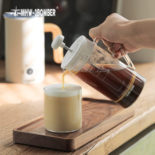 ERMHW过滤轰法压壶 杯咖啡壶滤茶壶滤机家用小型法式 BOM3B炸压