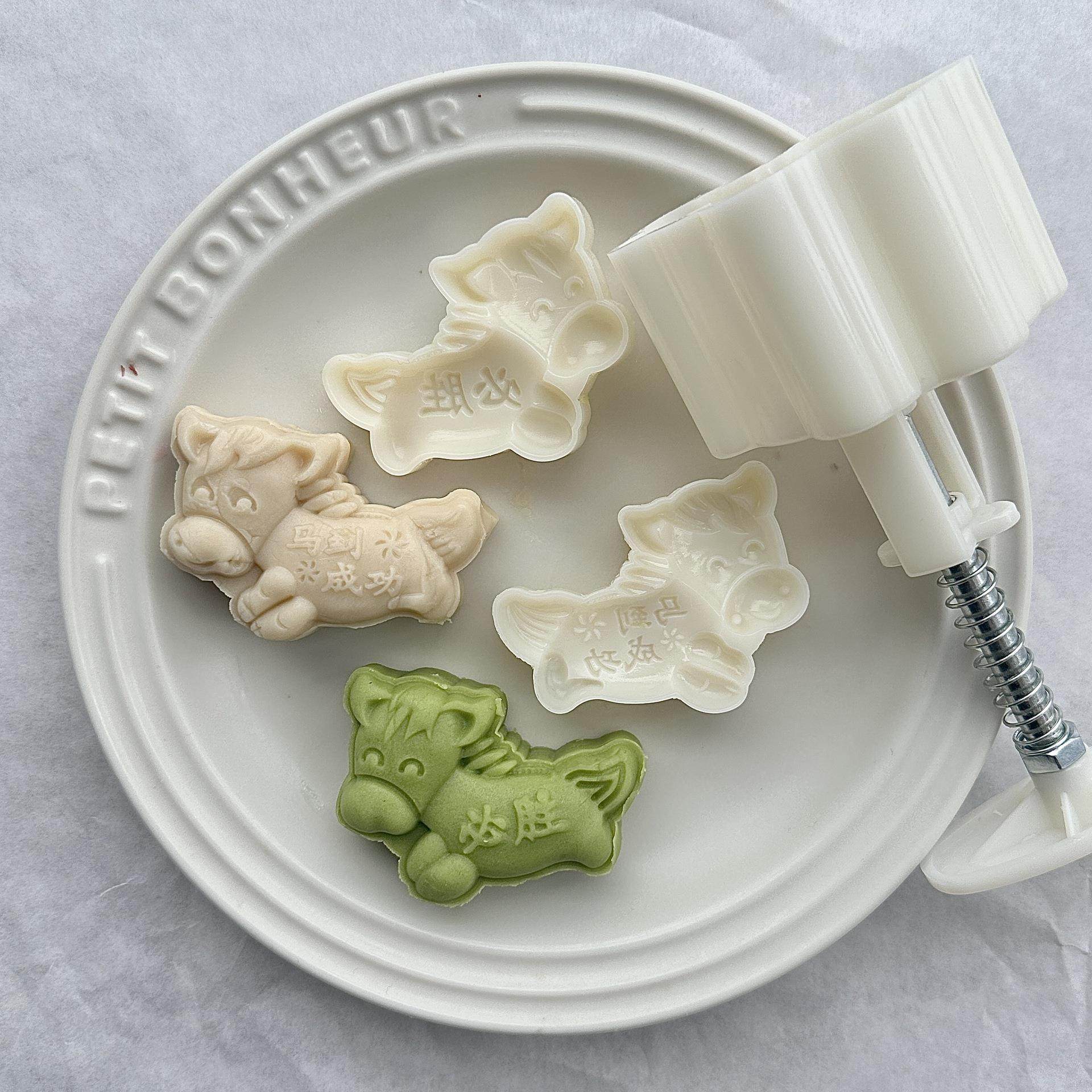 50克立体马驹烘焙模具 马到成功必胜绿豆糕桃山冰皮月饼手压塑料