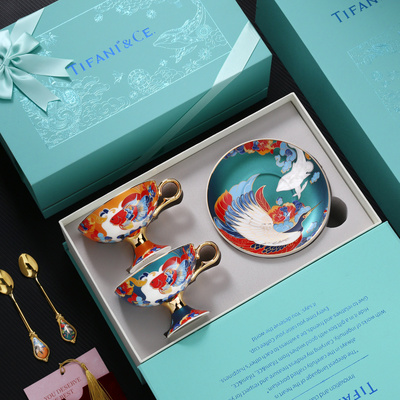 缇法尼设计感小众咖啡杯碟礼盒装