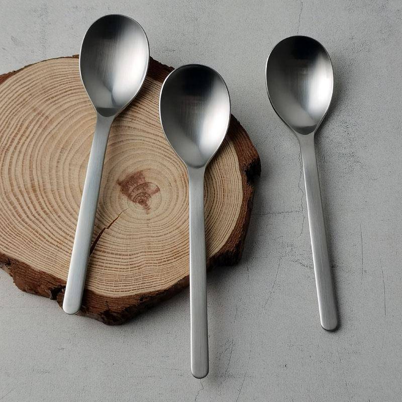 purfi perli 304不锈钢早餐粥勺甜品勺 砂光 儿童小勺子 一体锻造