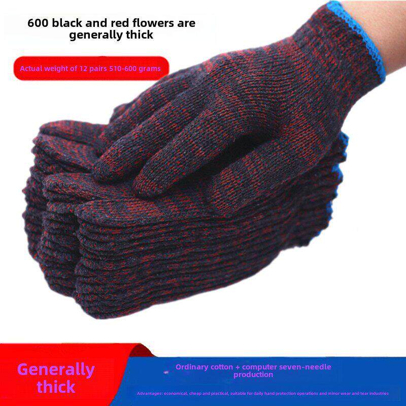 600克花色手套劳保 耐磨工作加厚机械修理男女士模具搬运纯棉纱线