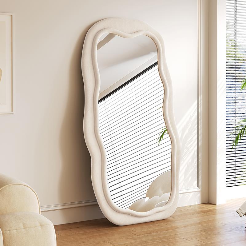 奶油风全身镜家用落地镜法式服装店创意女生卧室穿衣镜网红试衣镜