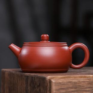 宜兴紫砂壶全手工壶原矿紫朱砂平面180毫升大球孔家用功夫茶