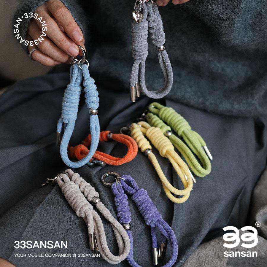 33SANSAN原创绒绒手编绳手机挂绳多彩柔软韩系ins风手机挂绳钥匙