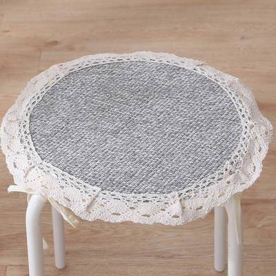 圆形椅子垫子坐垫薄款夏天透气四季布艺凳子垫子带绑带餐椅垫亚麻