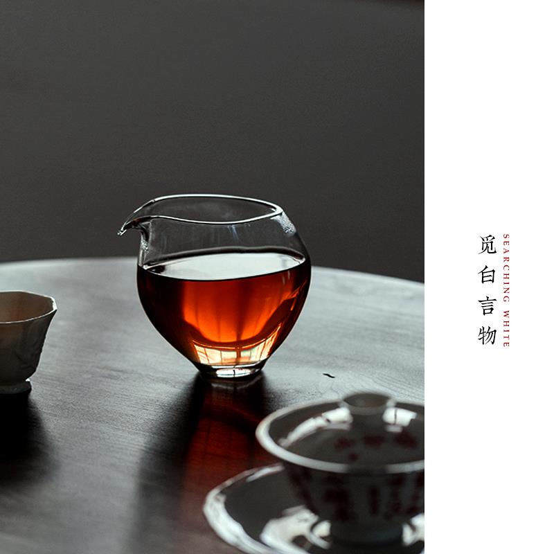 觅白今井美智茶海手工匀杯高硼硅玻璃公道片口耐高温分茶器厚飞鸟图片