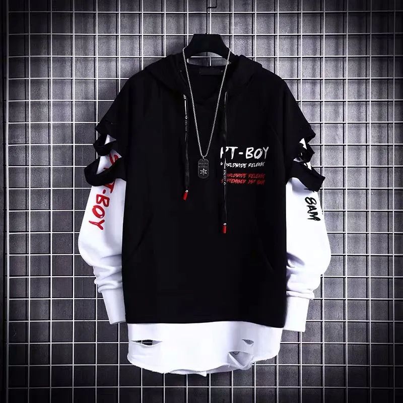Мужские толстовки Мужские повседневные толстовки Sreetwear Y2K Black Ma