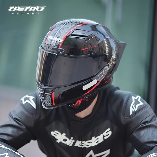 NENKI摩托车头盔男女士四季骑行防晒双镜片大尾翼机车全盔3c认证