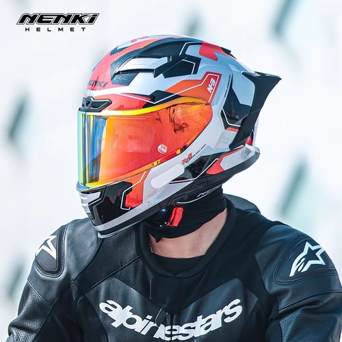 NENKI摩托车头盔男女士四季骑行防晒双镜片大尾翼机车全盔3c认证