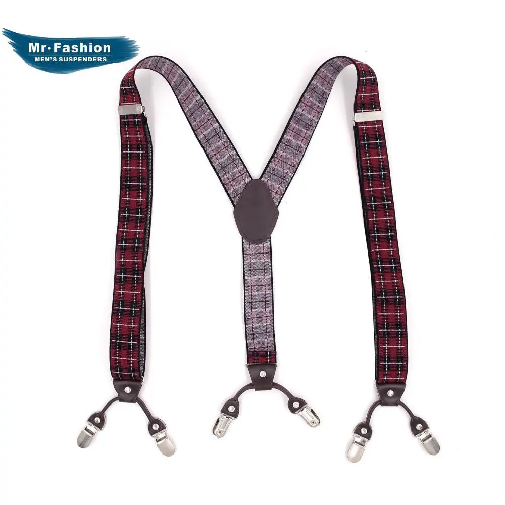 货源品牌背带 成人提花6夹男士背带 y型男式西裤吊带