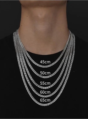 2025新款3/5/7/9mm不锈钢双扣男项链钛钢简约饰品饰品简约