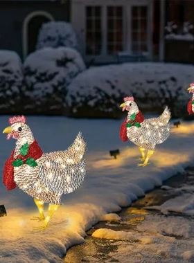 圣诞节鸡装饰品摆件led发光鸡树脂工艺品装饰设计公鸡圣诞