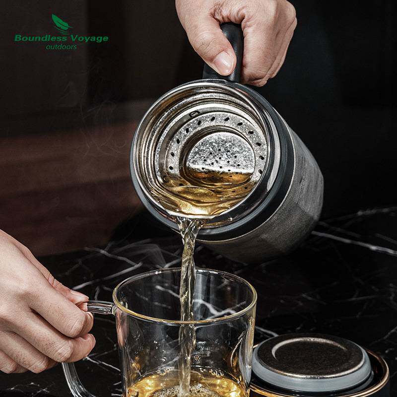 必唯纯钛泡茶保温杯带手柄大容量带茶舱茶水分离高端商务杯700ml