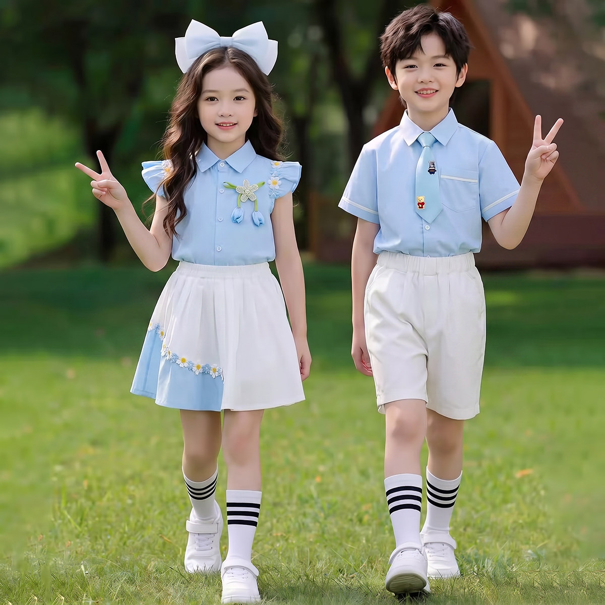 六一儿童节演出服男女童学院风合唱表演服夏季幼儿园毕业照班服