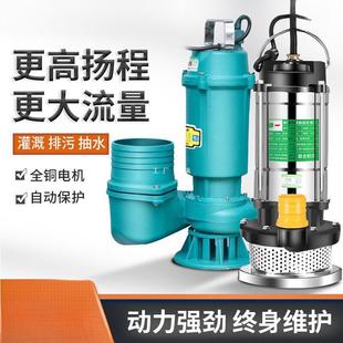 220V大流量水泵污水泵家用抽水机潜水泵高扬程灌溉农用排焊泵