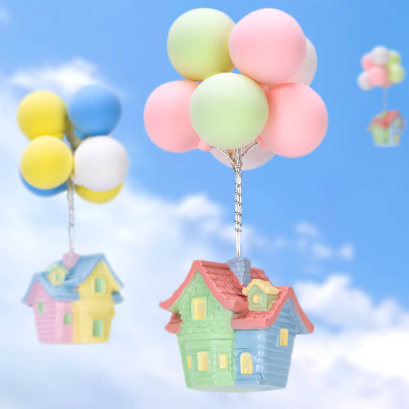 气球房子摆件微景观手工多肉盆景造景配饰卡通树脂房子建筑工艺品