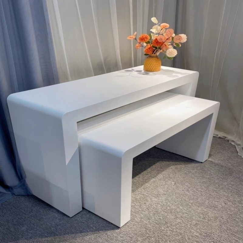 展示桌新款木质中岛柜智能锁桌子营业厅白色烤漆展示台产品柜定做