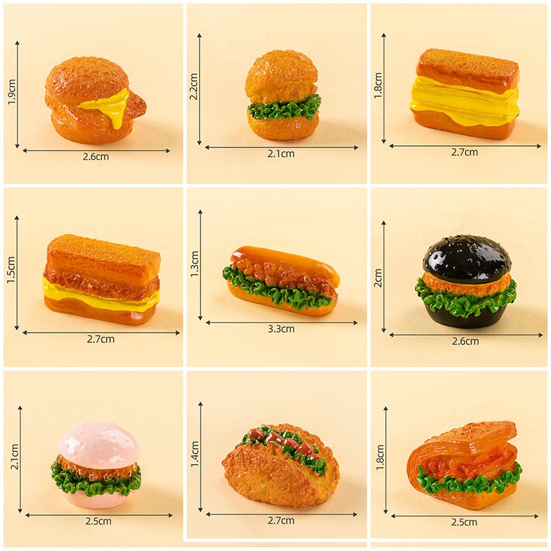 10款过家家食玩微景观仿真汉堡食物摆件创意手工装饰桌面小吃摆设