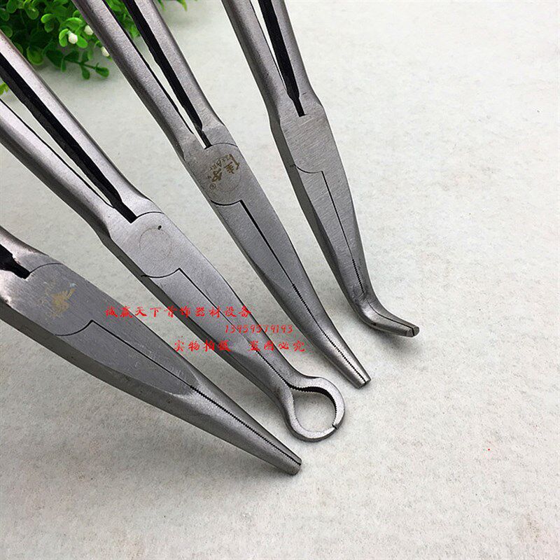 加长坩埚钳长柄钳 角度钳11寸0型长嘴钳弯头45度90尖嘴钳坩埚钳子