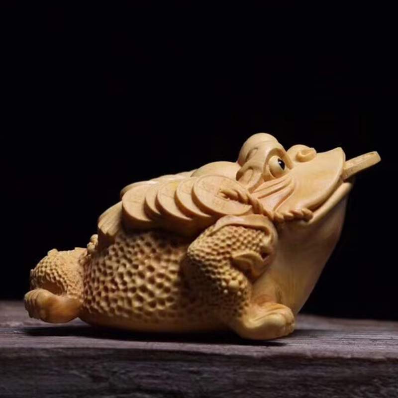 小叶黄杨木新款金蟾 长8.5×宽6.5×高4.5CM书房茶宠工艺