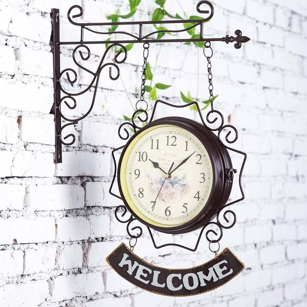 北欧家居客厅创意钟表铁艺两面挂钟复古装饰客厅钟双面挂钟,畜牧/养殖物资,畜牧/养殖器械,淘宝优惠券,粉丝福利购,淘宝优惠卷