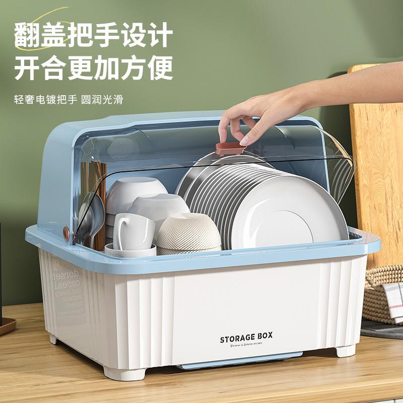 碗筷收纳盒碗柜带盖装餐具碗盘箱放碗家用置物厨房加厚沥水碗碟架
